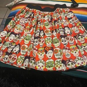 Orange and White Knee-Length Bubble Skirt